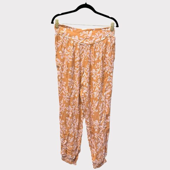 Aerie Pants Womens Small Maroon Floral Pull On Boho Peasant Hippie Festival - Picture 1 of 11